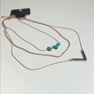 3 chain V collar necklace